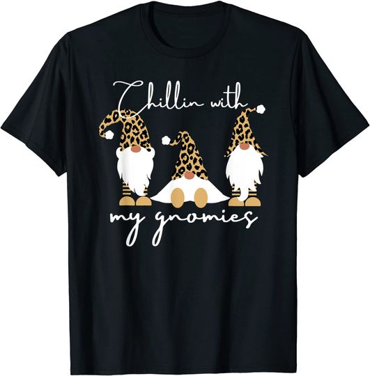 Chillin With My Gnomies, Leopard Print Gnomes, Women's T-Shirt