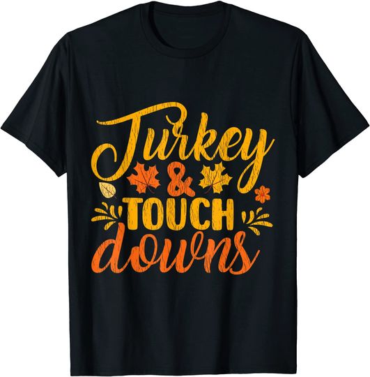 Turkey Touchdowns Thanksgiving Family Matching Football Fan T-Shirt