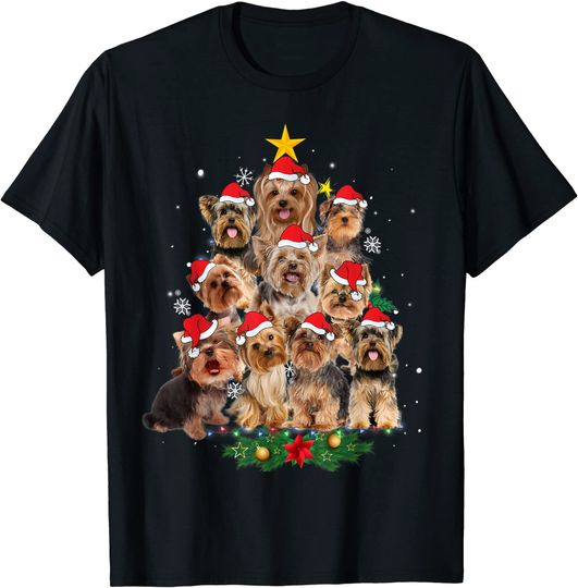 Yorkie Christmas Tree Xmas Gifts For Yorkie Dog Lover T-Shirt