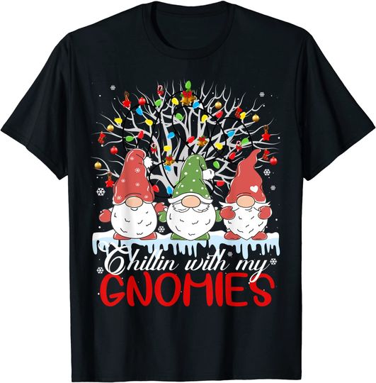 Chillin With My Gnomie Christmas Matching Family Pajama T-Shirt