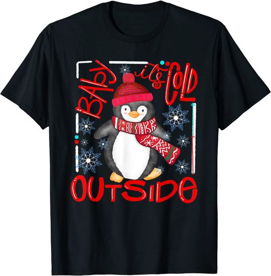 Penguin Baby It's Cold Outside Christmas T-Shirt
