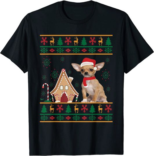 Ugly Sweater Christmas Chihuahua Santa Hat Reindeer Xmas T-Shirt
