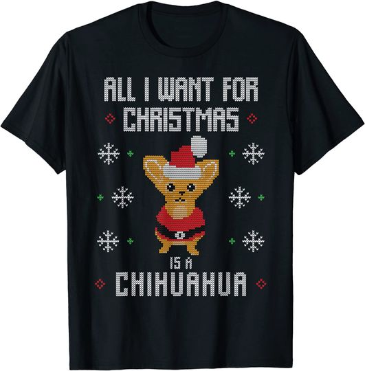 Ugly Christmas Sweater Ugly Sweater Chihuahua Dog T-Shirt