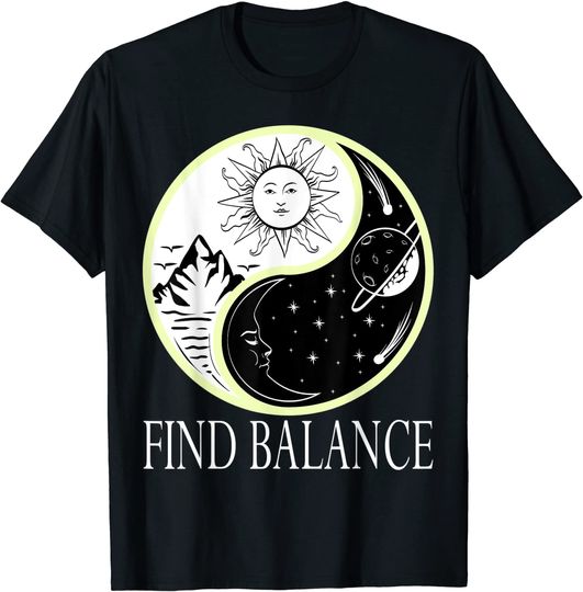 Find Balance Yin Yang T-Shirt Positive Vibes Yoga Motivation T-Shirt