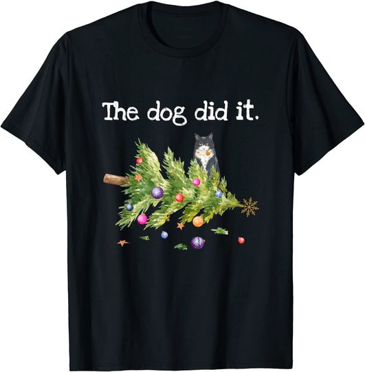 The Dog Did It Christmas Tree T-Shirt