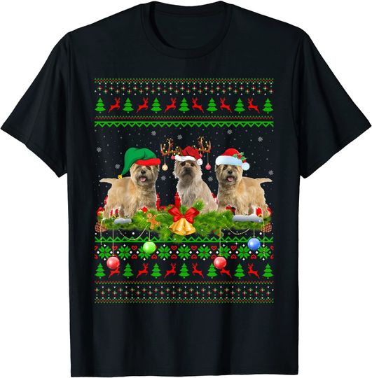 Funny Xmas Lighting Santa Ugly Cairn Terrier Dog Christmas T-Shirt