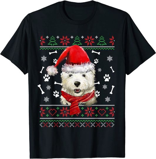 Ugly Sweater Christmas Cairn Terrier Dog Santa Hat Pajama T-Shirt