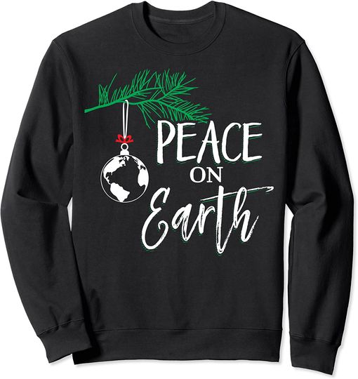 Funny Christmas Tree Lights Ugly Sweater Peace On Earth Sweatshirt
