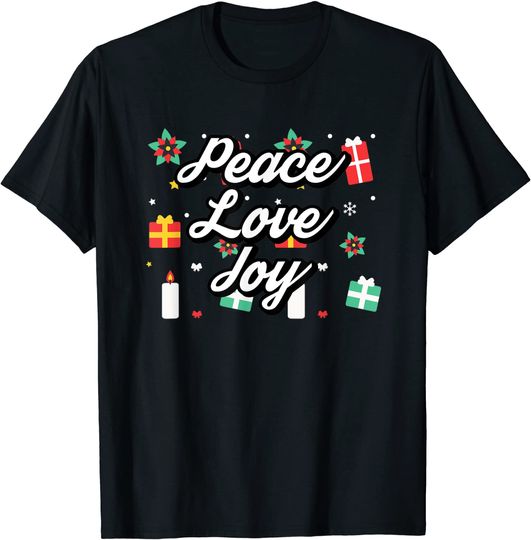 Peace Love Joy Christmas Present Star Snow-Flake X-Mas Gifts T-Shirt