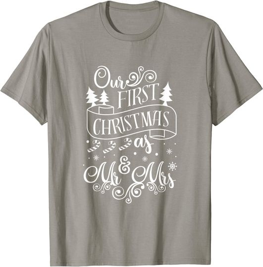 Our First Christmas Mr Mrs Xmas Santa Couple T-Shirt