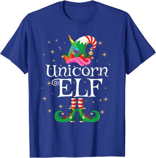 Unicorn Elf Shirt Gift Funny Xmas Matching Christmas Girls T-Shirt