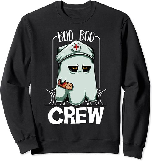 Ghost quotes Sweatshirts Boo Boo Crew Nurse Ghost Funny Scary Halloween Quotes