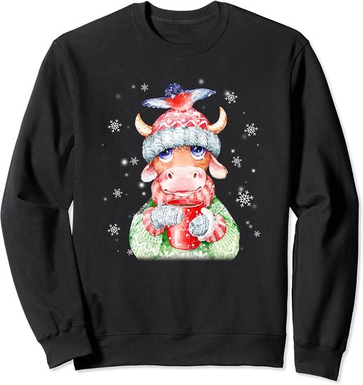 Cute Cartoon Cow Sweatshirt