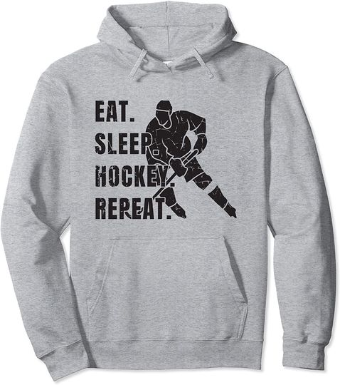 Ice Hockey Eat Sleep Hockey Repeat Youth Hockey Pullover Hoodie