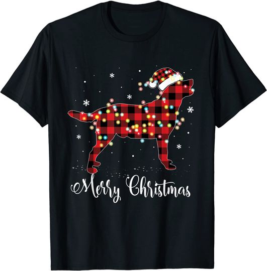 Red Plaid Buffalo Labrador Retriever Merry Christmas  T-Shirt