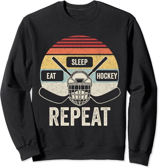 Retro Vintage Eat Sleep Hockey Repeat Sweatshirt
