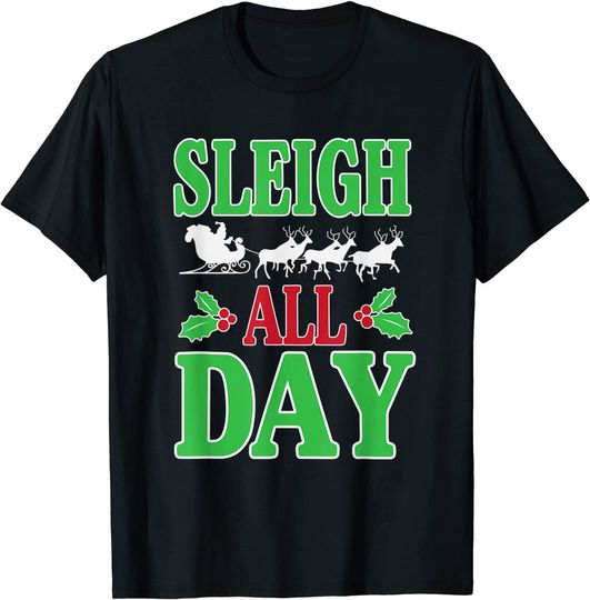 leigh All Day Santa Christmas T-Shirt