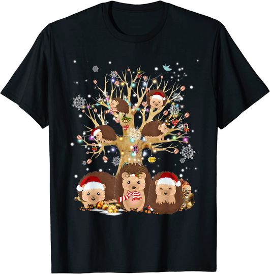 Funny Hedgehogs Santa Hat Christmas Tree Ornament Decor Gift T-Shirt