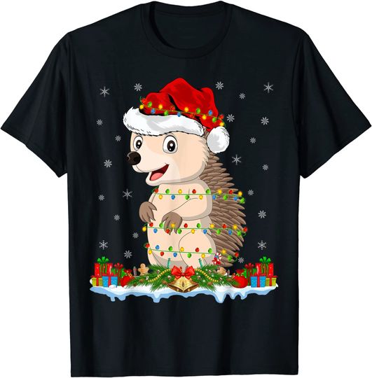 Hedgehog Lover Family Matching Santa Hat Hedgehog Christmas T-Shirt