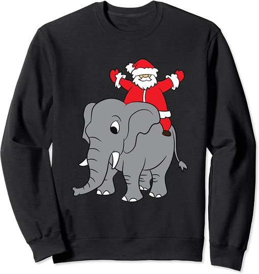 Christmas Santa Riding Elephant Boys Girls Christmas Sweatshirt