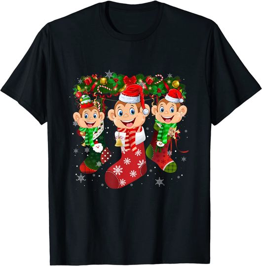 Monkey Socks Christmas Family Pajamas T-Shirt