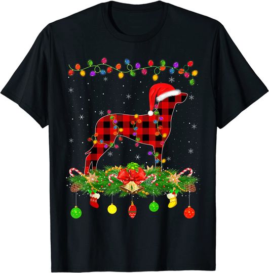 Matching Buffalo Plaid Weimaraner Dog Christmas Pajama T-Shirt