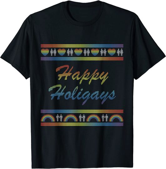 Gay Christmas Shirt Happy Holigays T-Shirt