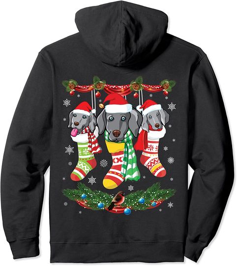 Weimaraner Dogs Inside Noel Socks Merry Christmas Daddy Mom Pullover Hoodie
