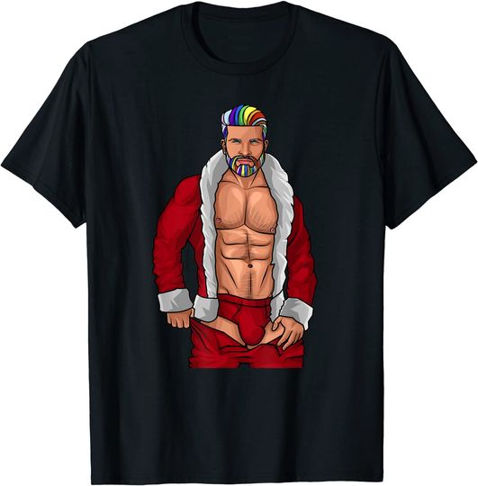 Gay Santa Claus LGBTQ Rainbow Christmas T-Shirt
