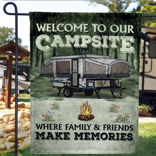 Welcome To Our Camp Site Garden Flag Custom Family Name