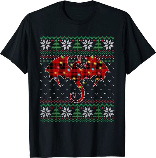 Funny Dragon Ugly Sweater Christmas Lights Dragon Lover T-Shirt