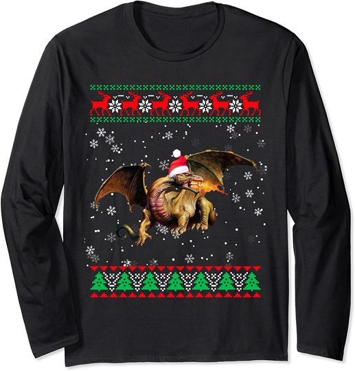 Funny Ugly Sweater Xmas Animals Christmas Dragon Lover Long Sleeve