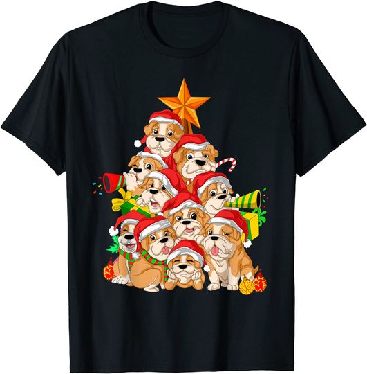 English Bulldog Christmas Tree Dog Xmas Gift T-Shirt