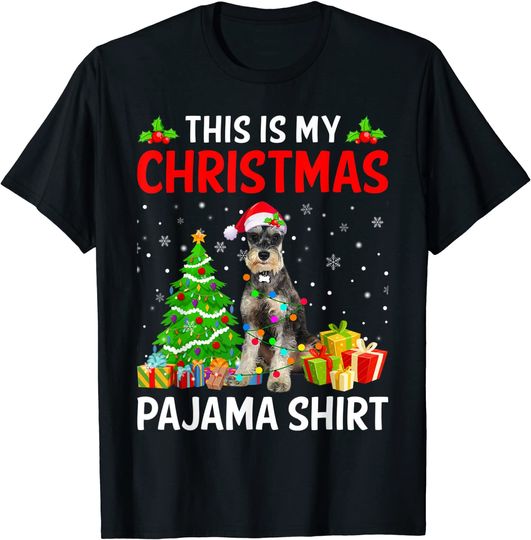 This Is My Christmas Schnauzer Dog Pajama Xmas Lights T-Shirt