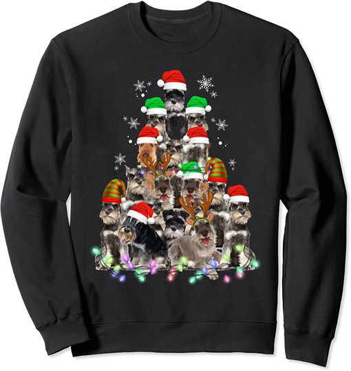 Schnauzer Dogs Tree Christmas Sweater Xmas Pet Animal Dog Sweatshirt
