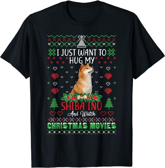 I Just Want To Hug My Shiba Inu Dog Christmas T-Shirt