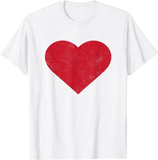 Cute Heart Valentines Day Vintage Distressed Red T-Shirt