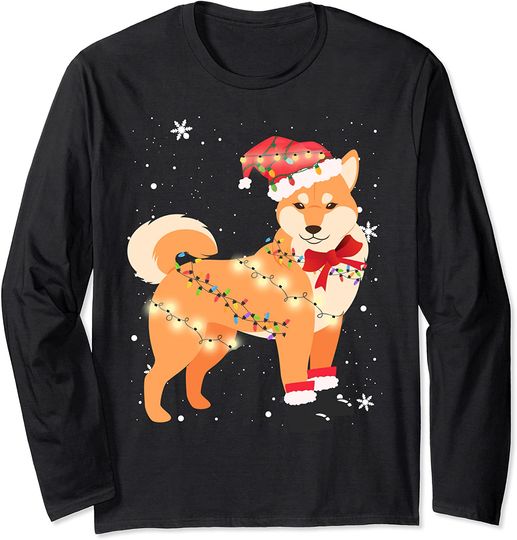 Shiba Inu Dog Christmas Tree Xmas Mom Dad Gifts Long Sleeve