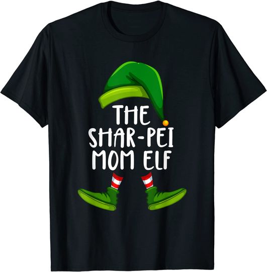 Shar Pei Mom Dog Elf Funny Christmas Pajama X mas Women T-Shirt