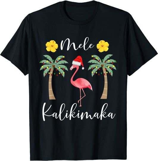 Mele Kalikimaka Tropical Hawaiian Christmas Flamingo T-Shirt