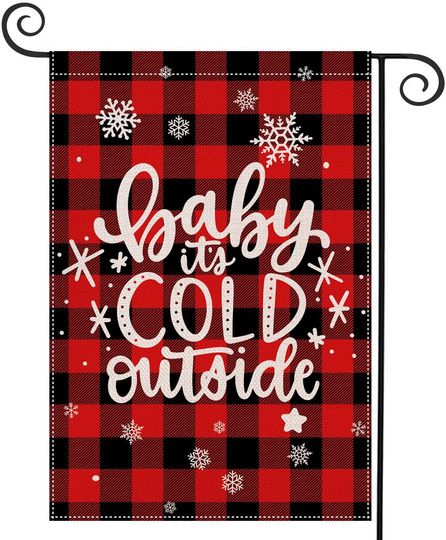 Christmas Decor Buffalo Plaid Baby It's Cold Outside Snowflake Flag
