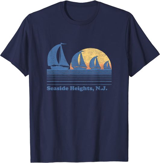 Seaside Heights NJ Sailboat T-Shirt Vintage 80s Sunset Tee