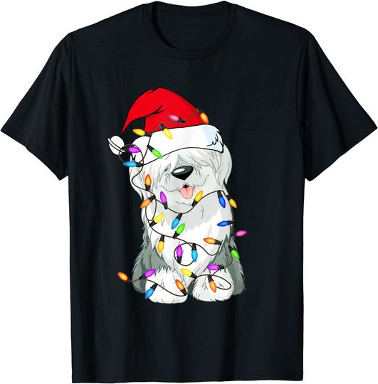 Old English Sheepdog Dog Light Decor Christmas Dog Lovers T-Shirt