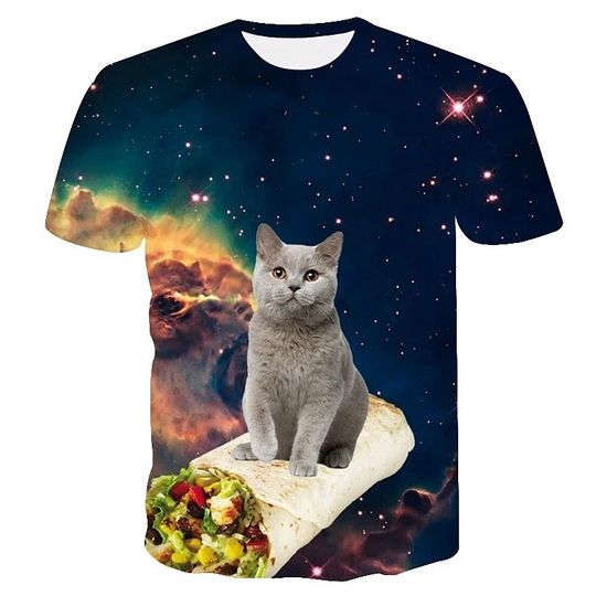 Tee T shirt 3D Print Cat Graphic Prints Basic Fashion