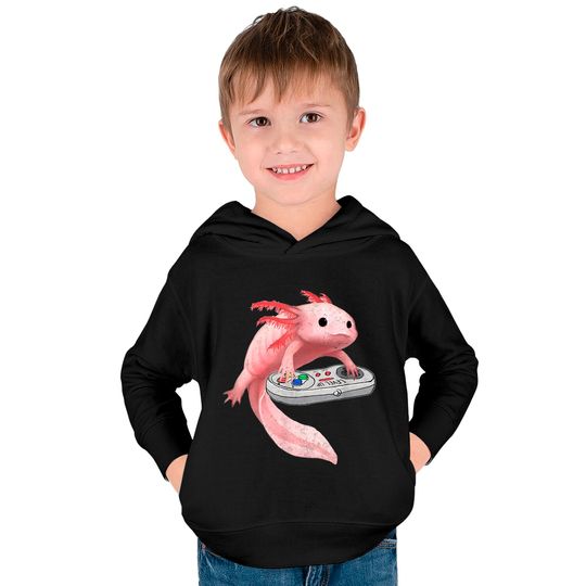 Axolotl Fish Playing Video Game White Kids Pullover Hoodie