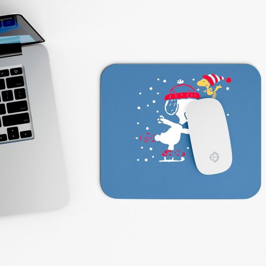Snoopy And Woodstock Skate Holiday Mouse Pads