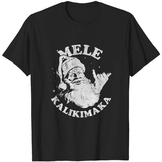 Retro Christmas Mele Kalikimaka Santa Shaka Hawaii T-Shirt