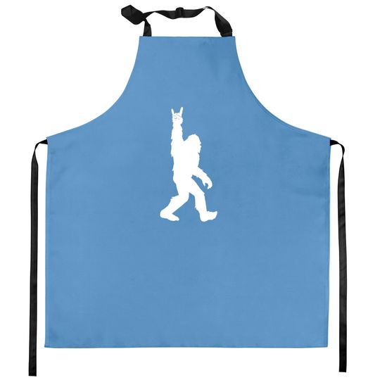 Funny Bigfoot Rock And Roll Kitchen Apron For Sasquatch Believers Kitchen Apron