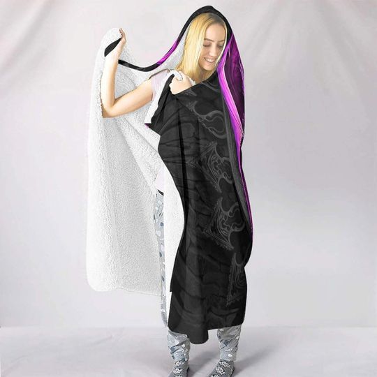 Purple Dragon and Cross 3D Printed Hooded Blanket Blanket Ultra Soft Wearable Blanket Hoodie Cloak