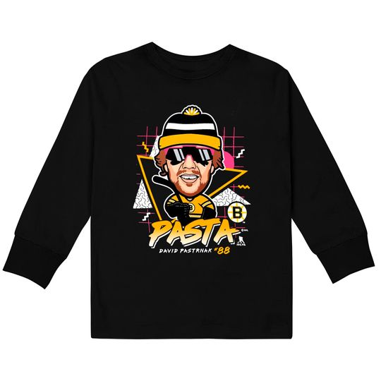 Fanatics Branded David Pastrnak Boston Bruins Retro Pasta Nickname Kids Long Sleeve T-Shirt